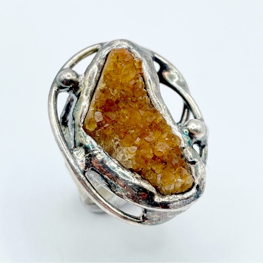 SmykkeSmeden Denmark Ring - Citrine Quartz Silver Brutalist Huge Statement